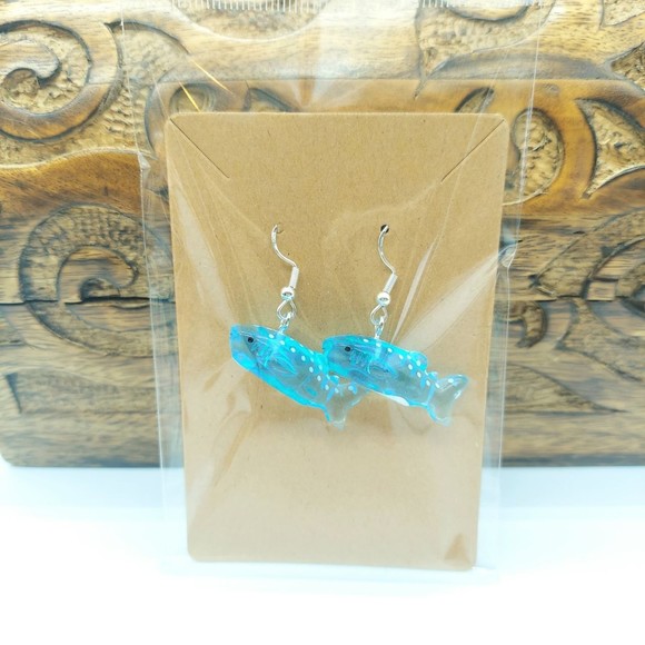 3D Blue Whale Earrings - Picture 3 of 4